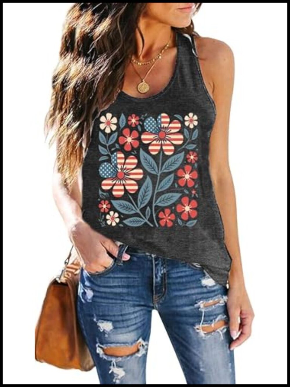 Womens Sleeveless Tank Top Cotton Blend Loose Fit Solid Floral Summer Casual